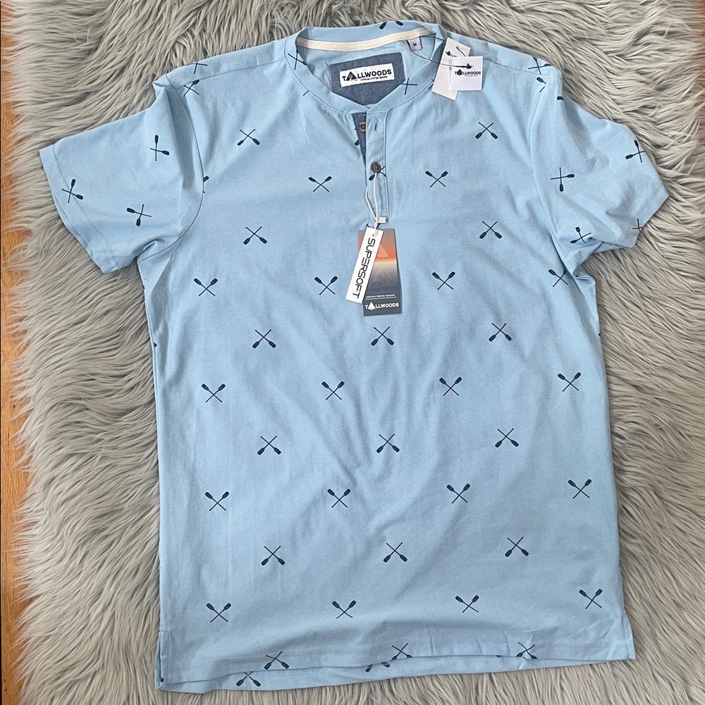 Tallwoods
Men's Light Blue Cross Pattern Henley Shirt